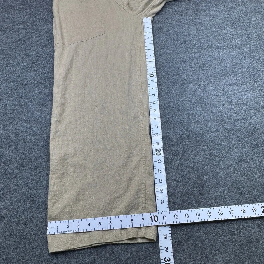 Vintage Polo Ralph Lauren Linen Buckle Back Pants Mens 34 Beige Wide Leg Deck